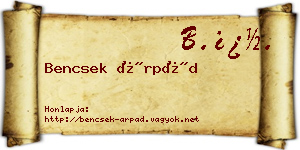 Bencsek Árpád névjegykártya